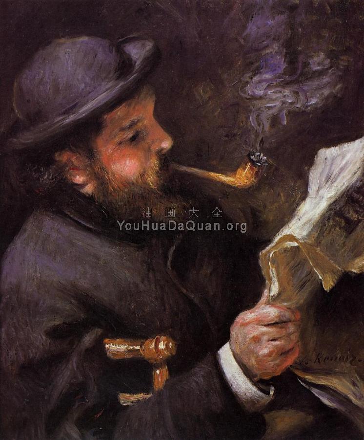 Claude Monet Reading - 皮埃尔·奥古斯特·雷诺阿